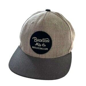 Brixton MFG Co Hat Cap Adult Gray Snapback Logo Patch Casual Green Brim Wool
